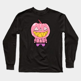 Pink Zombie Pumpkin Man of Halloween Long Sleeve T-Shirt